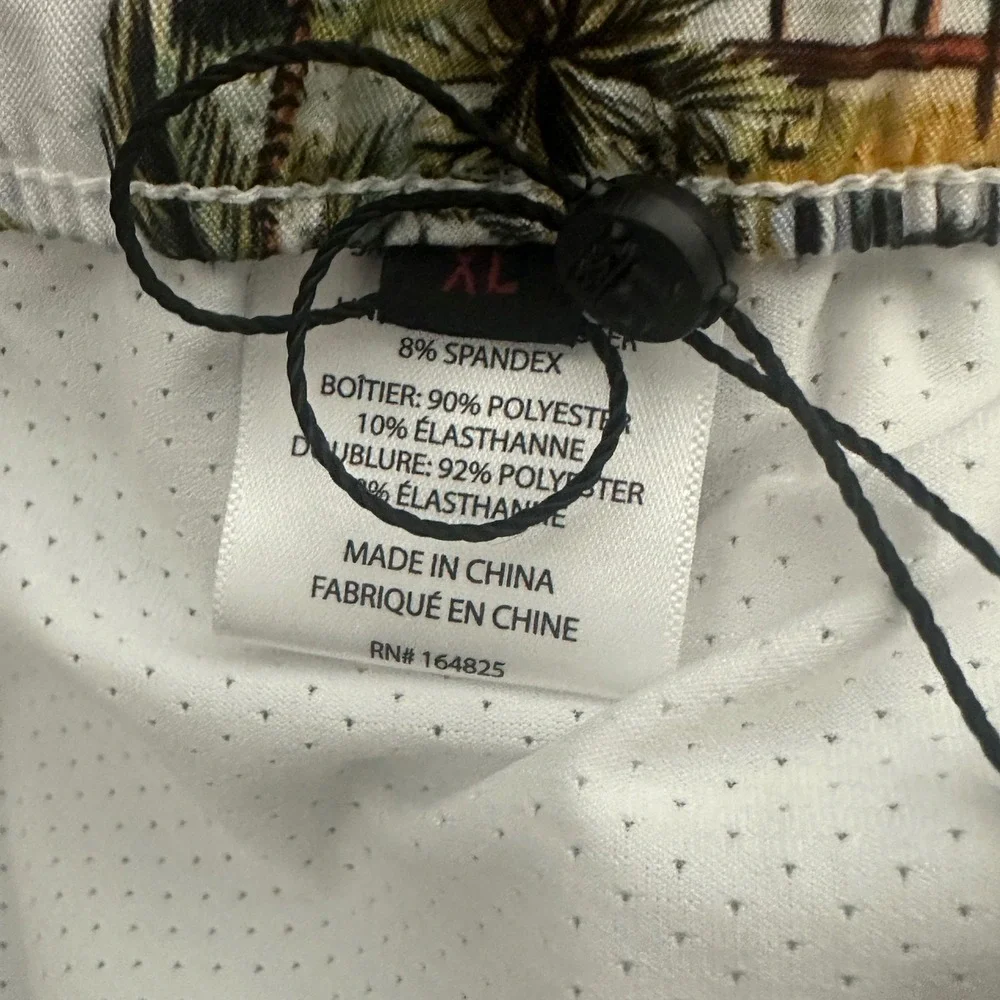 Robert Graham Swim Trunks Mens XL White Tropical Scenic Print Regular Fit New